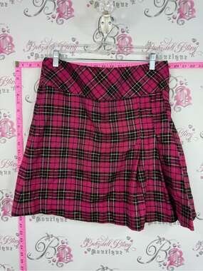Abacus skort skirt Fuchsia Plaid Mini Skirt with Flared Hem